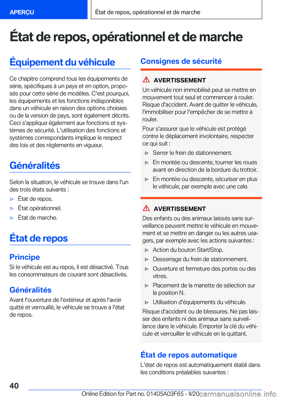 BMW 3 SERIES 2020  Notices Demploi (in French) �