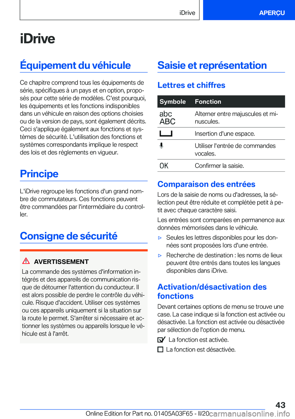 BMW 3 SERIES 2020  Notices Demploi (in French) �i�D�r�i�v�e�