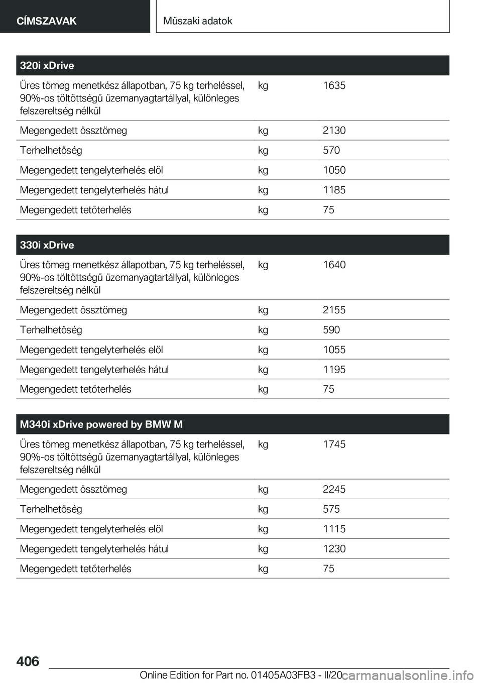 BMW 3 SERIES 2020  Kezelési útmutató (in Hungarian) �3�2�0�i��x�D�r�i�v�e�