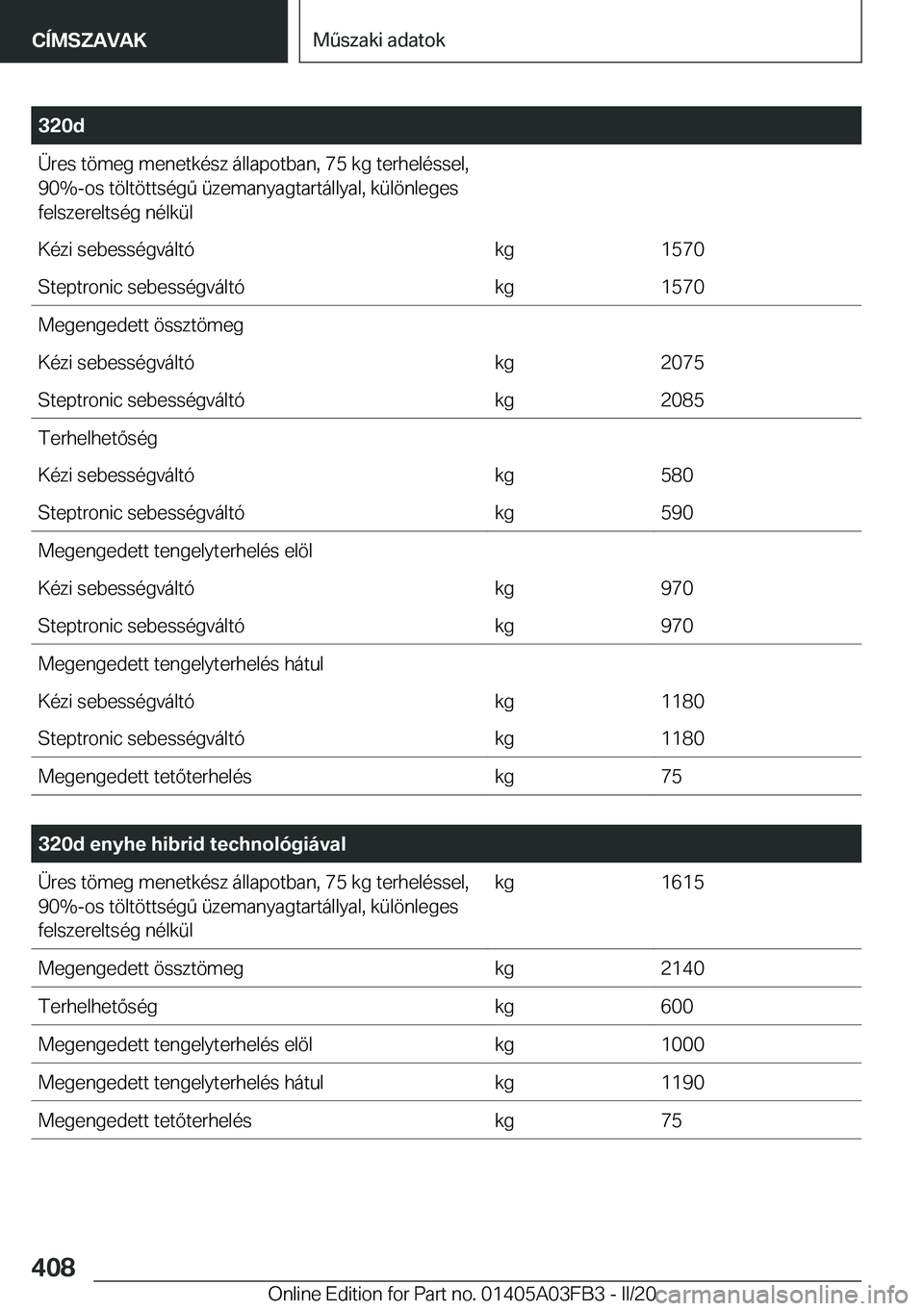 BMW 3 SERIES 2020  Kezelési útmutató (in Hungarian) �3�2�0�d�