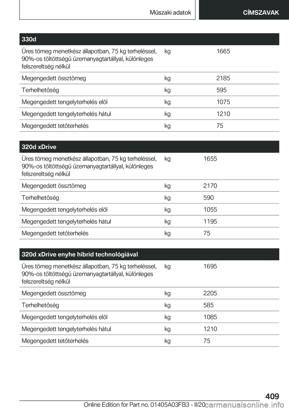 BMW 3 SERIES 2020  Kezelési útmutató (in Hungarian) �3�3�0�d�