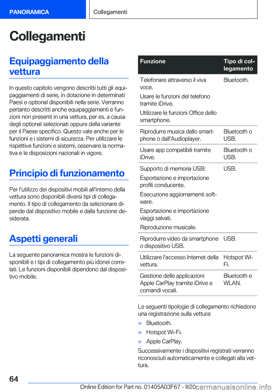 BMW 3 SERIES 2020  Libretti Di Uso E manutenzione (in Italian) �C�o�l�l�e�g�a�m�e�n�t�i�E�q�u�i�p�a�g�g�i�a�m�e�n�t�o��d�e�l�l�a�v�e�t�t�u�r�a
�I�n��q�u�e�s�t�o��c�a�p�i�t�o�l�o��v�e�n�g�o�n�o��d�e�s�c�r�i�t�t�i��t�u�t�t�i��g�l�i��e�q�u�iª
�p�a�g�g�i�a�