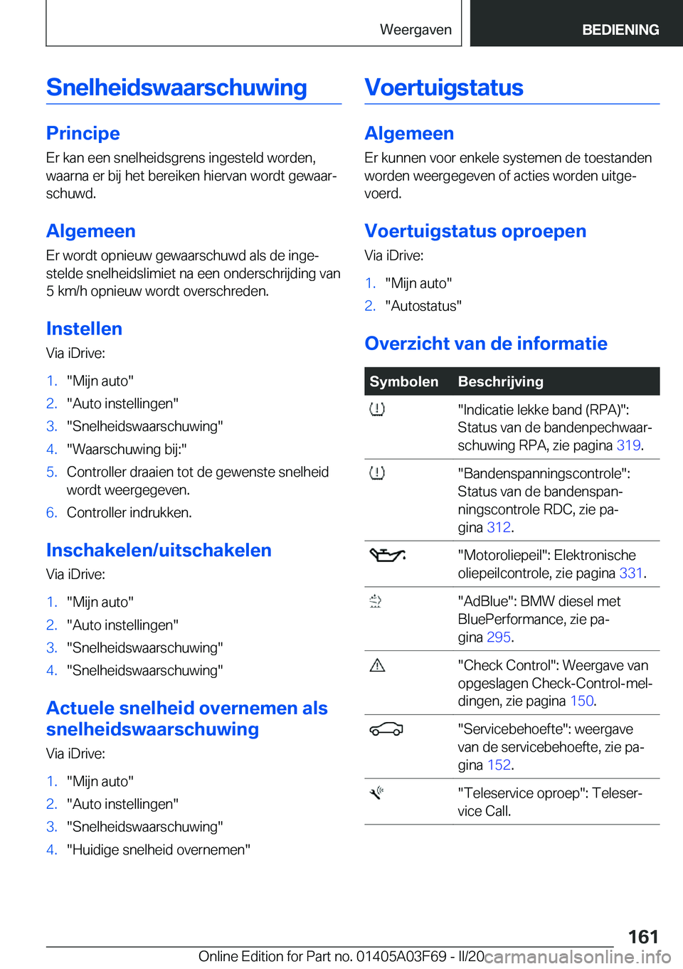 BMW 3 SERIES 2020  Instructieboekjes (in Dutch) �S�n�e�l�h�e�i�d�s�w�a�a�r�s�c�h�u�w�i�n�g
�P�r�i�n�c�i�p�e
�E�r��k�a�n��e�e�n��s�n�e�l�h�e�i�d�s�g�r�e�n�s��i�n�g�e�s�t�e�l�d��w�o�r�d�e�n�,
�w�a�a�r�n�a��e�r��b�i�j��h�e�t��b�e�r�e�i�k�e�n�