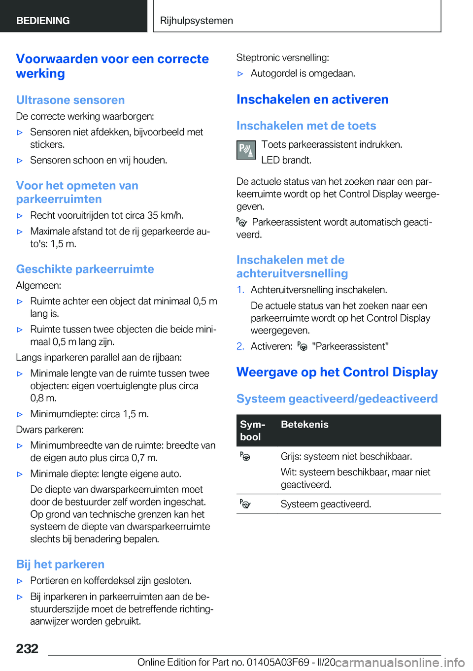 BMW 3 SERIES 2020  Instructieboekjes (in Dutch) �V�o�o�r�w�a�a�r�d�e�n��v�o�o�r��e�e�n��c�o�r�r�e�c�t�e
�w�e�r�k�i�n�g
�U�l�t�r�a�s�o�n�e��s�e�n�s�o�r�e�n
�D�e��c�o�r�r�e�c�t�e��w�e�r�k�i�n�g��w�a�a�r�b�o�r�g�e�n�:'x�S�e�n�s�o�r�e�n��n�