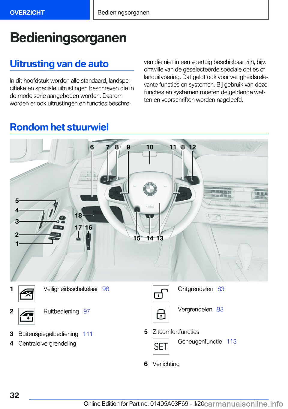 BMW 3 SERIES 2020  Instructieboekjes (in Dutch) �B�e�d�i�e�n�i�n�g�s�o�r�g�a�n�e�n�U�i�t�r�u�s�t�i�n�g��v�a�n��d�e��a�u�t�o
�I�n��d�i�t��h�o�o�f�d�s�t�u�k��w�o�r�d�e�n��a�l�l�e��s�t�a�n�d�a�a�r�d�,��l�a�n�d�s�p�ej�c�i�f�i�e�k�e��e�n��s�