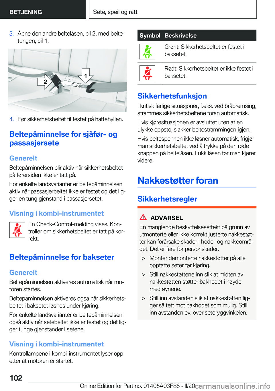 BMW 3 SERIES 2020  InstruksjonsbØker (in Norwegian) �3�.�