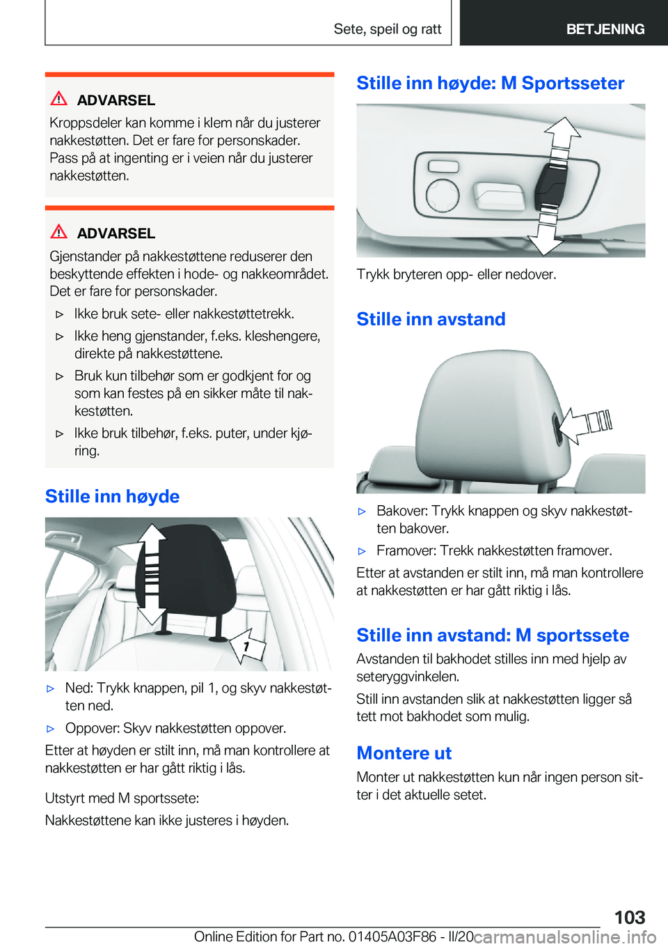 BMW 3 SERIES 2020  InstruksjonsbØker (in Norwegian) �A�D�V�A�R�S�E�L
�K�r�o�p�p�s�d�e�l�e�r��k�a�n��k�o�m�m�e��i��k�l�e�m��n�å�r��d�u��j�u�s�t�e�r�e�r
�n�a�k�k�e�s�t�