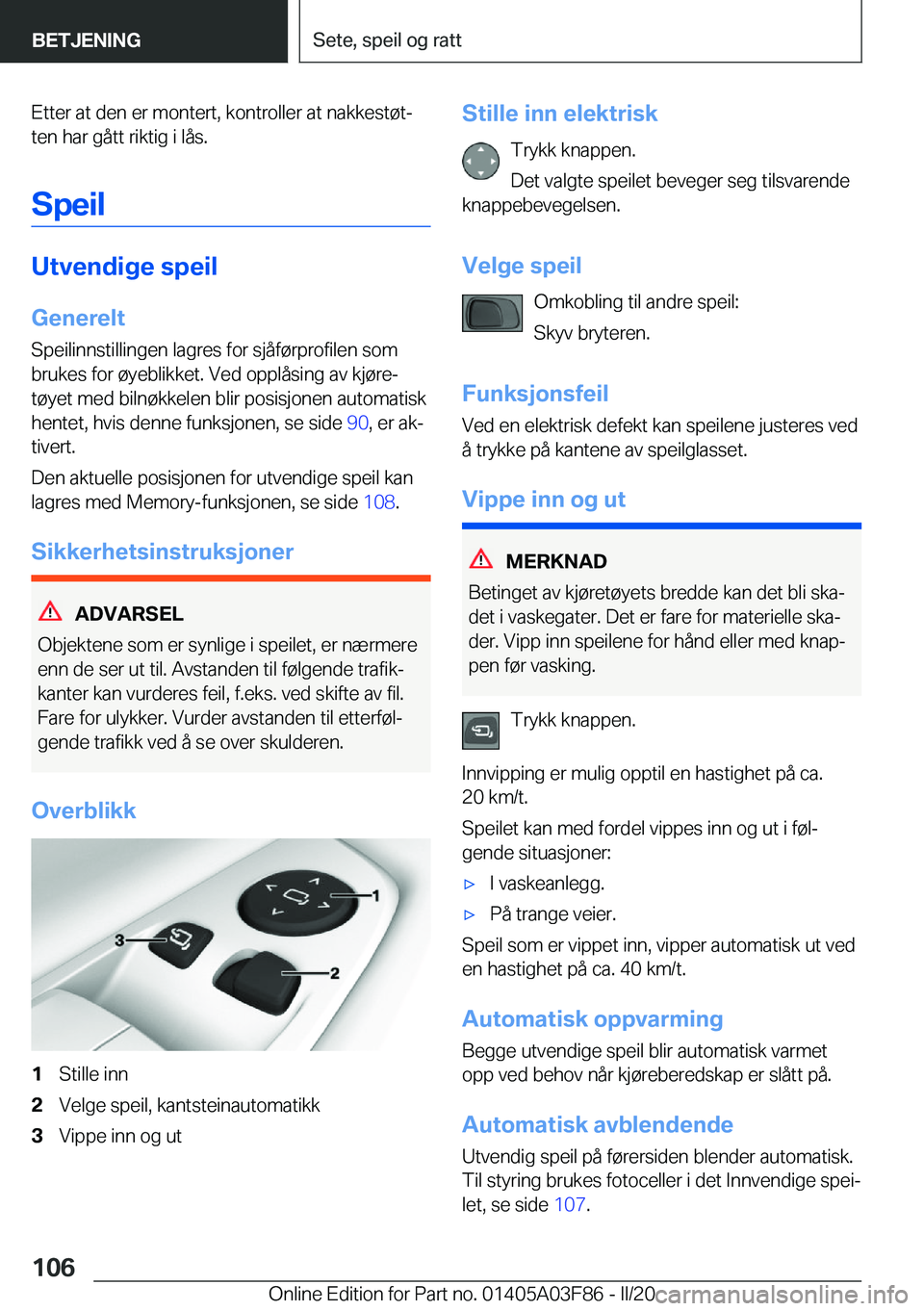BMW 3 SERIES 2020  InstruksjonsbØker (in Norwegian) �E�t�t�e�r��a�t��d�e�n��e�r��m�o�n�t�e�r�t�,��k�o�n�t�r�o�l�l�e�r��a�t��n�a�k�k�e�s�t�