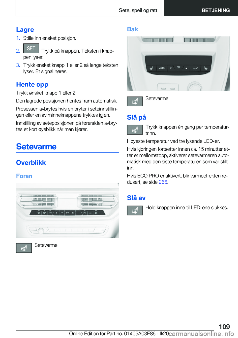 BMW 3 SERIES 2020  InstruksjonsbØker (in Norwegian) �L�a�g�r�e�1�.�S�t�i�l�l�e��i�n�n��