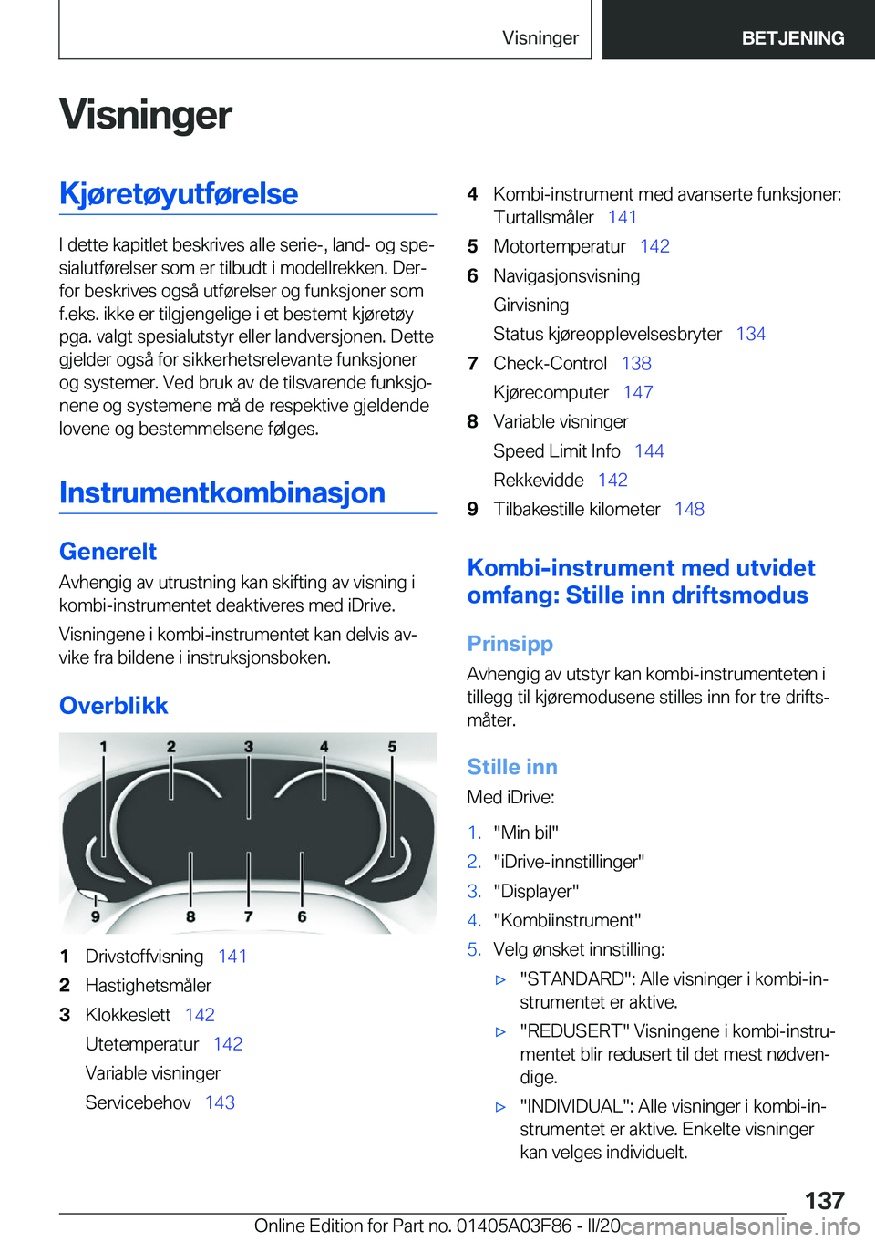 BMW 3 SERIES 2020  InstruksjonsbØker (in Norwegian) �V�i�s�n�i�n�g�e�r�K�j�