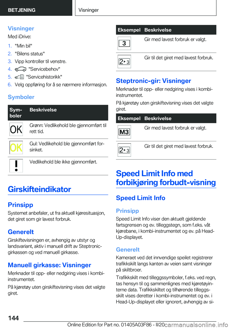 BMW 3 SERIES 2020  InstruksjonsbØker (in Norwegian) �V�i�s�n�i�n�g�e�r
�M�e�d��i�D�r�i�v�e�:�1�.��M�i�n��b�i�l��2�.��B�i�l�e�n�s��s�t�a�t�u�s��3�.�V�i�p�p��k�o�n�t�r�o�l�l�e�r��t�i�l��v�e�n�s�t�r�e�.�4�.����S�e�r�v�i�c�e�b�e�h�o�v��5�.��
