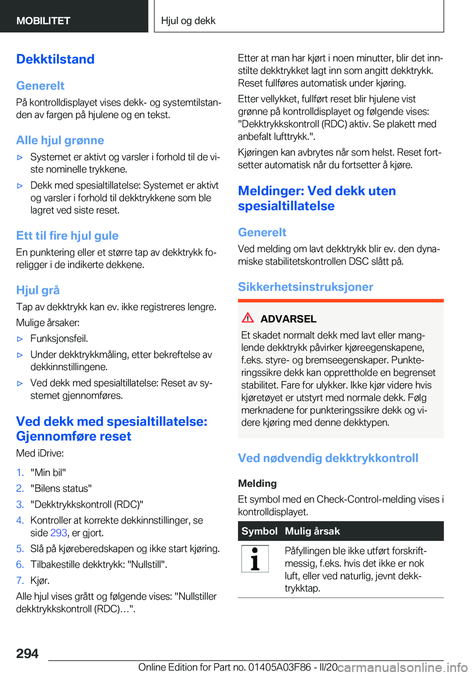 BMW 3 SERIES 2020  InstruksjonsbØker (in Norwegian) �D�e�k�k�t�i�l�s�t�a�n�d
�G�e�n�e�r�e�l�t
�P�å��k�o�n�t�r�o�l�l�d�i�s�p�l�a�y�e�t��v�i�s�e�s��d�e�k�k�-��o�g��s�y�s�t�e�m�t�i�l�s�t�a�nj
�d�e�n��a�v��f�a�r�g�e�n��p�å��h�j�u�l�e�n�e��o�g�
