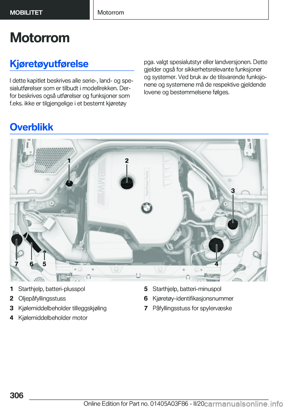 BMW 3 SERIES 2020  InstruksjonsbØker (in Norwegian) �M�o�t�o�r�r�o�m�K�j�