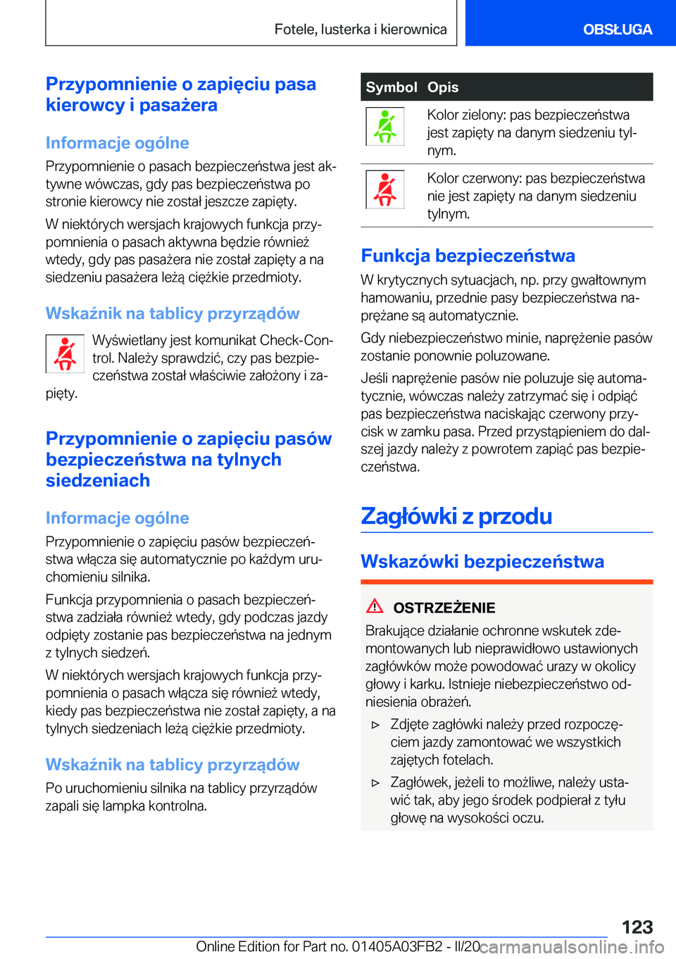 BMW 3 SERIES 2020  Instrukcja obsługi (in Polish) �P�r�z�y�p�o�m�n�i�e�n�i�e��o��z�a�p�i�