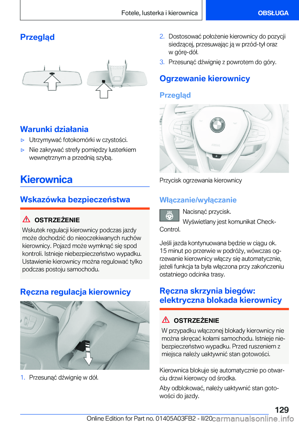 BMW 3 SERIES 2020  Instrukcja obsługi (in Polish) �P�r�z�e�g�l�ą�d
�W�a�r�u�n�k�i��d�z�i�a�ł�a�n�i�a
'x�U�t�r�z�y�m�y�w�a�