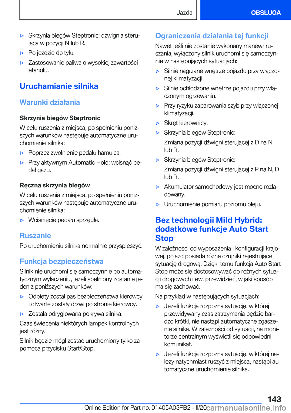 BMW 3 SERIES 2020  Instrukcja obsługi (in Polish) 'x�S�k�r�z�y�n�i�a��b�i�e�g�