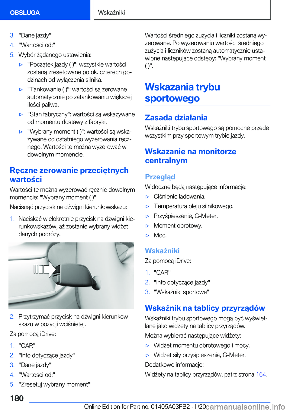 BMW 3 SERIES 2020  Instrukcja obsługi (in Polish) �3�.��D�a�n�e��j�a�z�d�y��4�.��W�a�r�t�o�c�i��o�d�:��5�.�W�y�b�