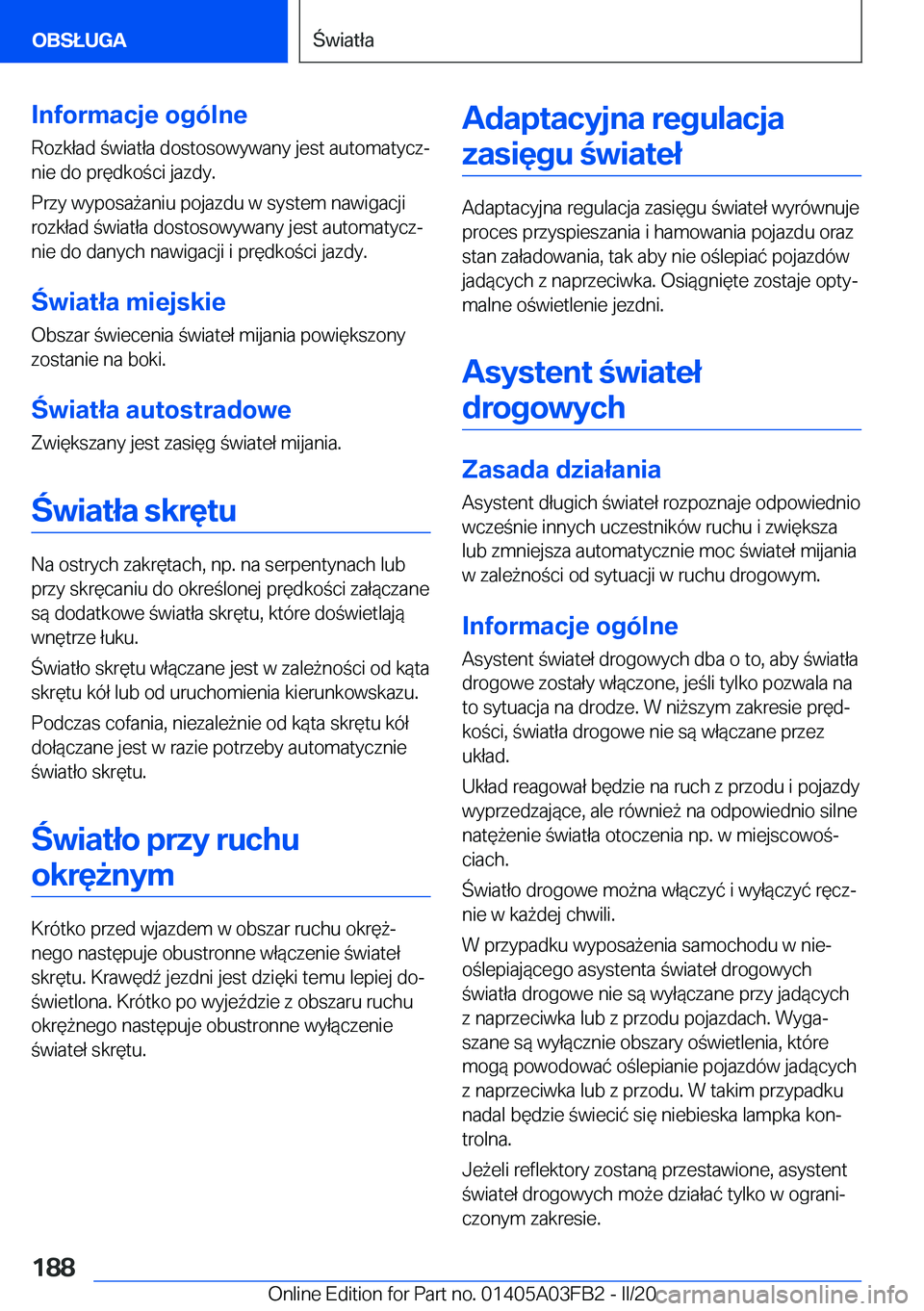 BMW 3 SERIES 2020  Instrukcja obsługi (in Polish) �I�n�f�o�r�m�a�c�j�e��o�g�