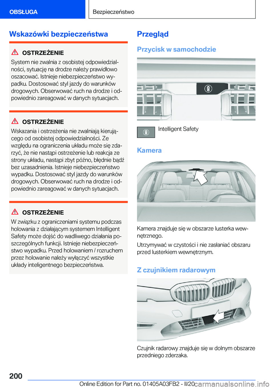 BMW 3 SERIES 2020  Instrukcja obsługi (in Polish) �W�s�k�a�z�