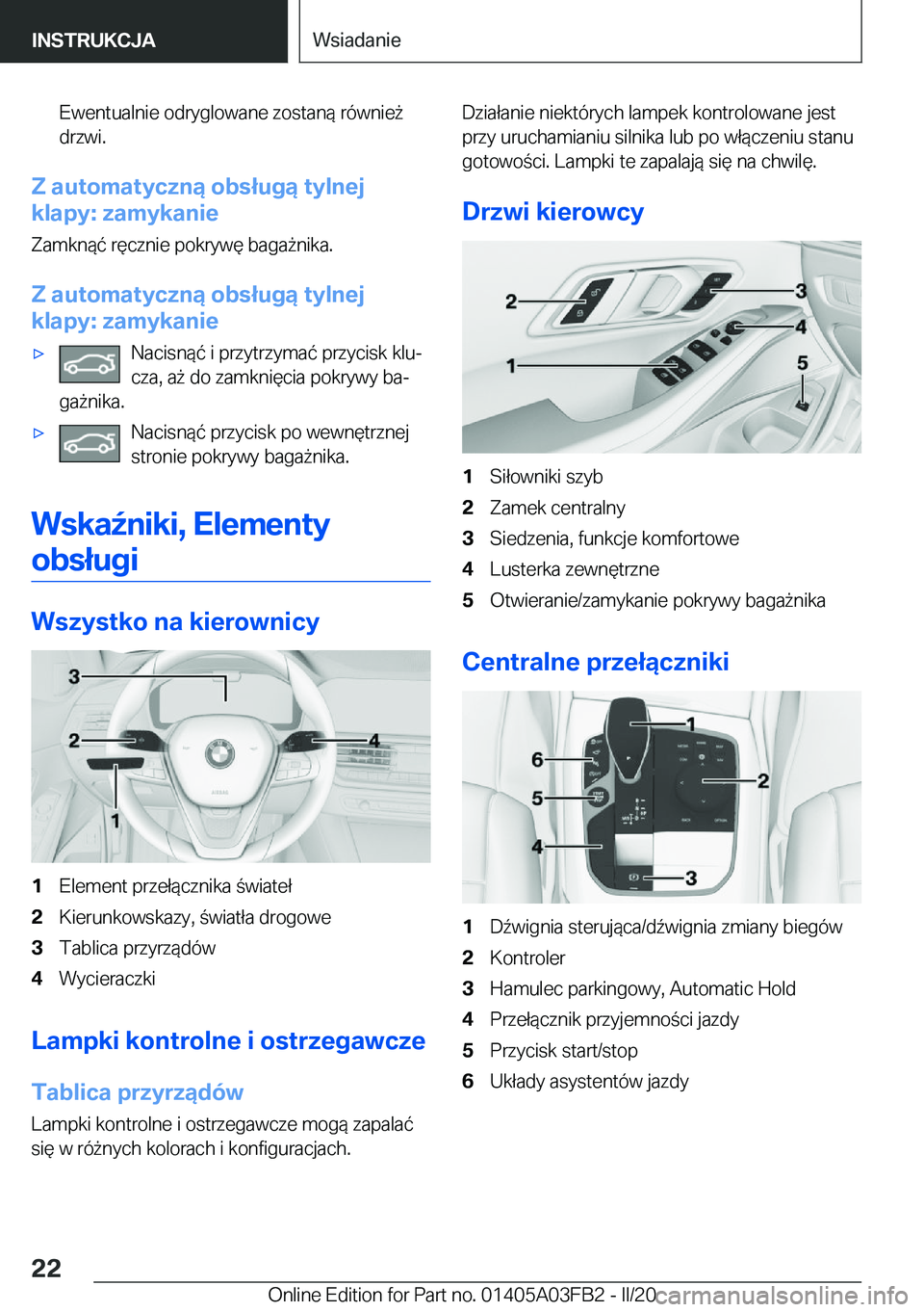 BMW 3 SERIES 2020  Instrukcja obsługi (in Polish) �E�w�e�n�t�u�a�l�n�i�e��o�d�r�y�g�l�o�w�a�n�e��z�o�s�t�a�n�