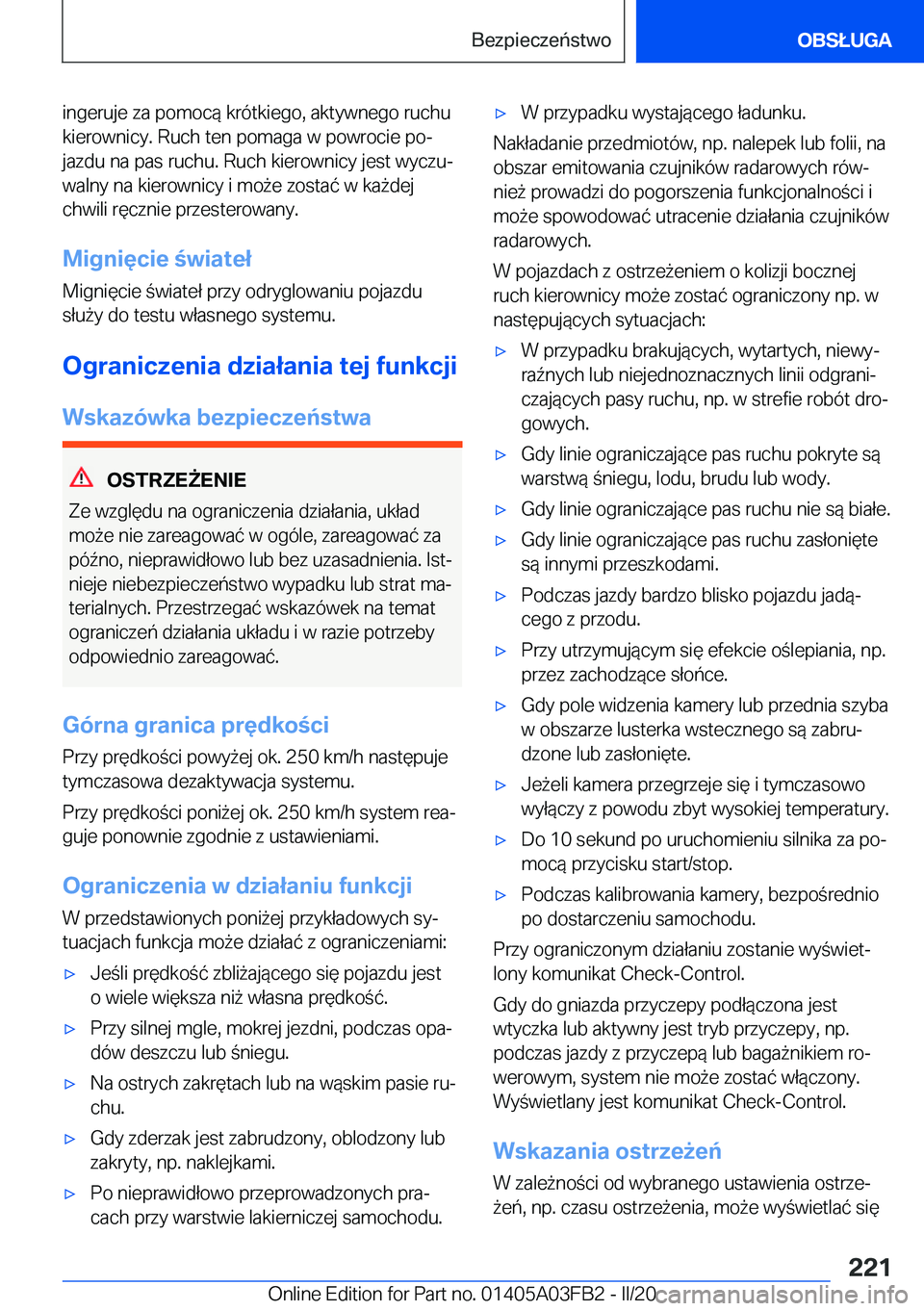 BMW 3 SERIES 2020  Instrukcja obsługi (in Polish) �i�n�g�e�r�u�j�e��z�a��p�o�m�o�c�