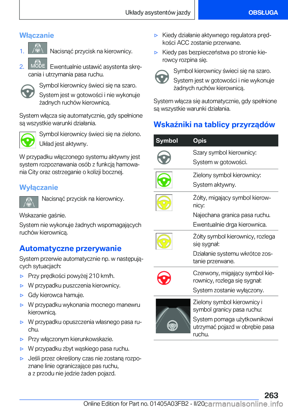 BMW 3 SERIES 2020  Instrukcja obsługi (in Polish) �W�ł�ą�c�z�a�n�i�e�1�.���N�a�c�i�s�n�
