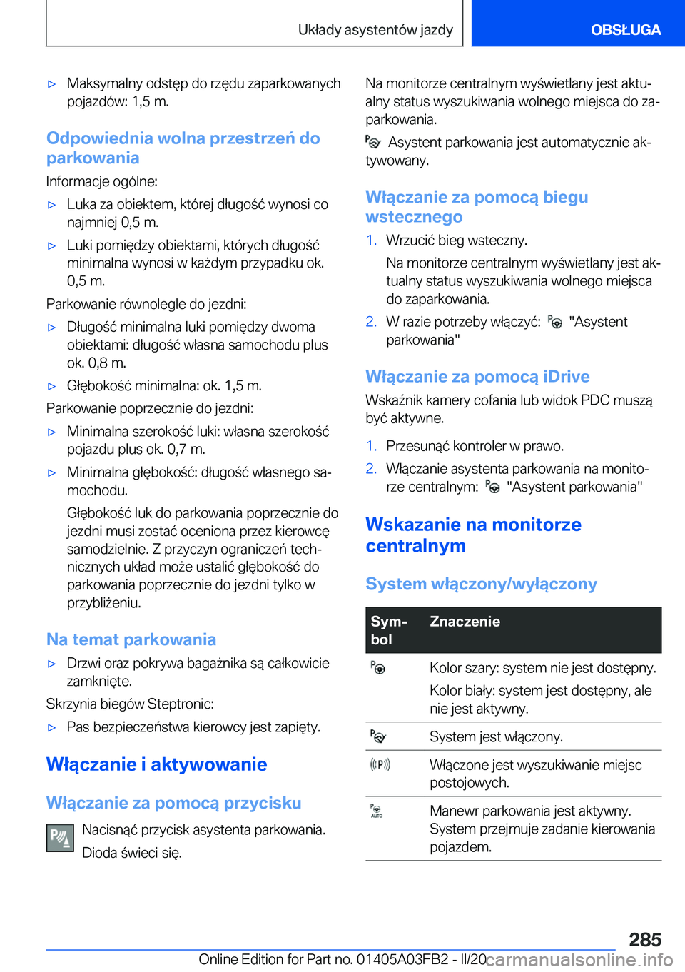 BMW 3 SERIES 2020  Instrukcja obsługi (in Polish) 'x�M�a�k�s�y�m�a�l�n�y��o�d�s�t�