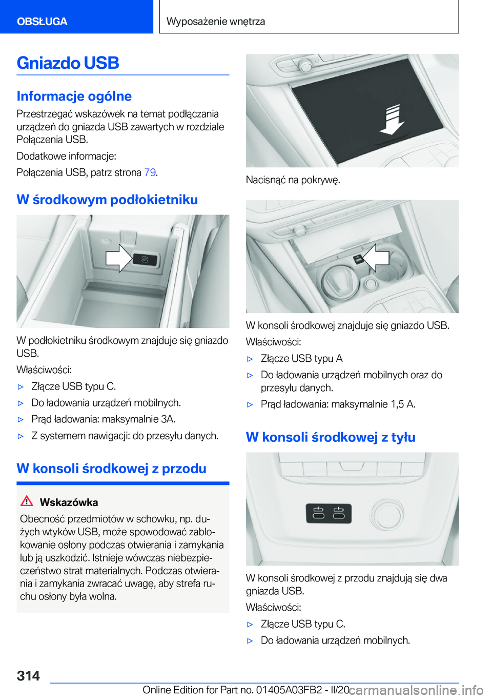 BMW 3 SERIES 2020  Instrukcja obsługi (in Polish) �G�n�i�a�z�d�o��U�S�B
�I�n�f�o�r�m�a�c�j�e��o�g�