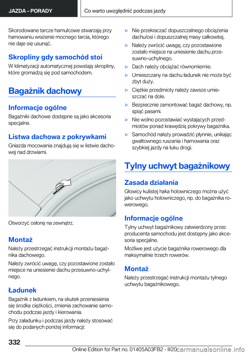 BMW 3 SERIES 2020  Instrukcja obsługi (in Polish) �S�k�o�r�o�d�o�w�a�n�e��t�a�r�c�z�e��h�a�m�u�l�c�o�w�e��s�t�w�a�r�z�a�j�