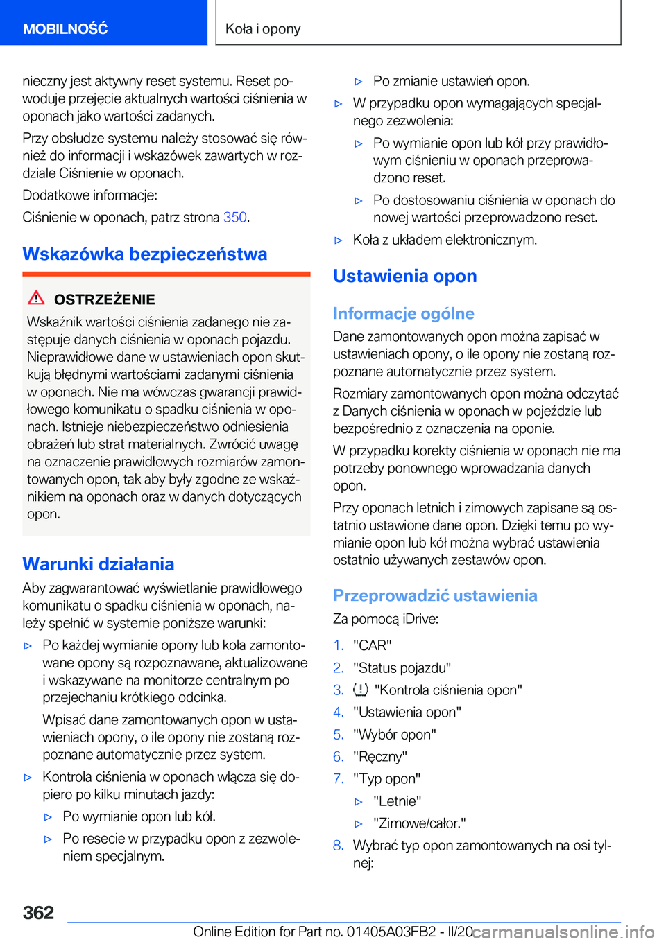 BMW 3 SERIES 2020  Instrukcja obsługi (in Polish) �n�i�e�c�z�n�y��j�e�s�t��a�k�t�y�w�n�y��r�e�s�e�t��s�y�s�t�e�m�u�.��R�e�s�e�t��p�oj�w�o�d�u�j�e��p�r�z�e�j�