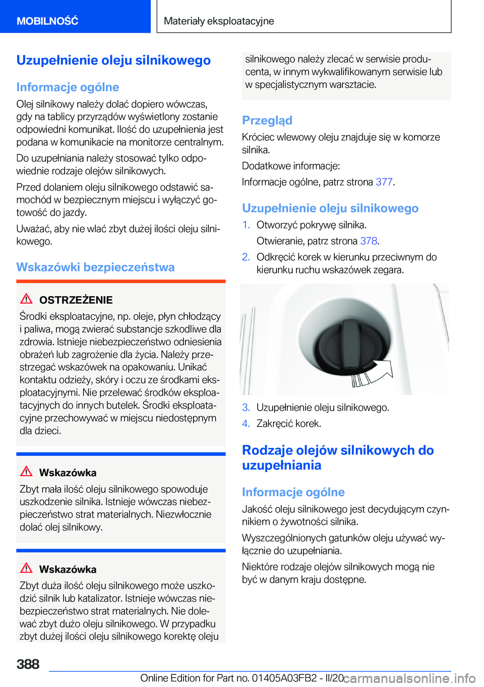 BMW 3 SERIES 2020  Instrukcja obsługi (in Polish) �U�z�u�p�e�ł�n�i�e�n�i�e��o�l�e�j�u��s�i�l�n�i�k�o�w�e�g�o
�I�n�f�o�r�m�a�c�j�e��o�g�