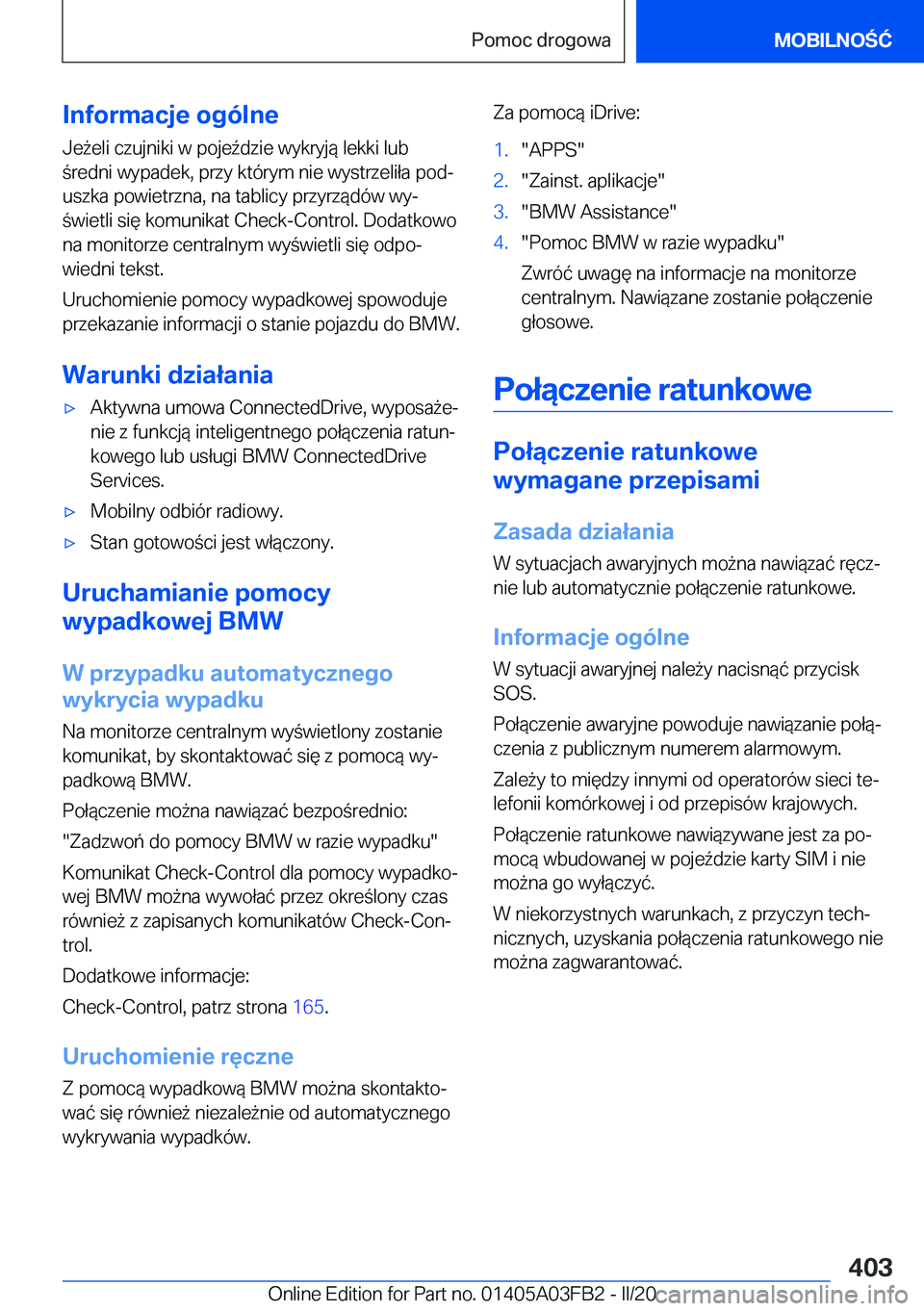 BMW 3 SERIES 2020  Instrukcja obsługi (in Polish) �I�n�f�o�r�m�a�c�j�e��o�g�