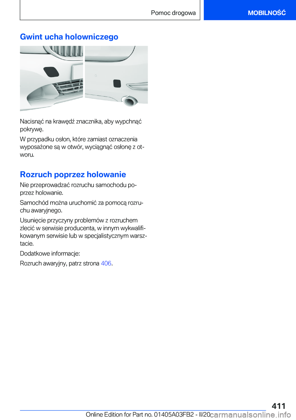 BMW 3 SERIES 2020  Instrukcja obsługi (in Polish) �G�w�i�n�t��u�c�h�a��h�o�l�o�w�n�i�c�z�e�g�o
�N�a�c�i�s�n�
