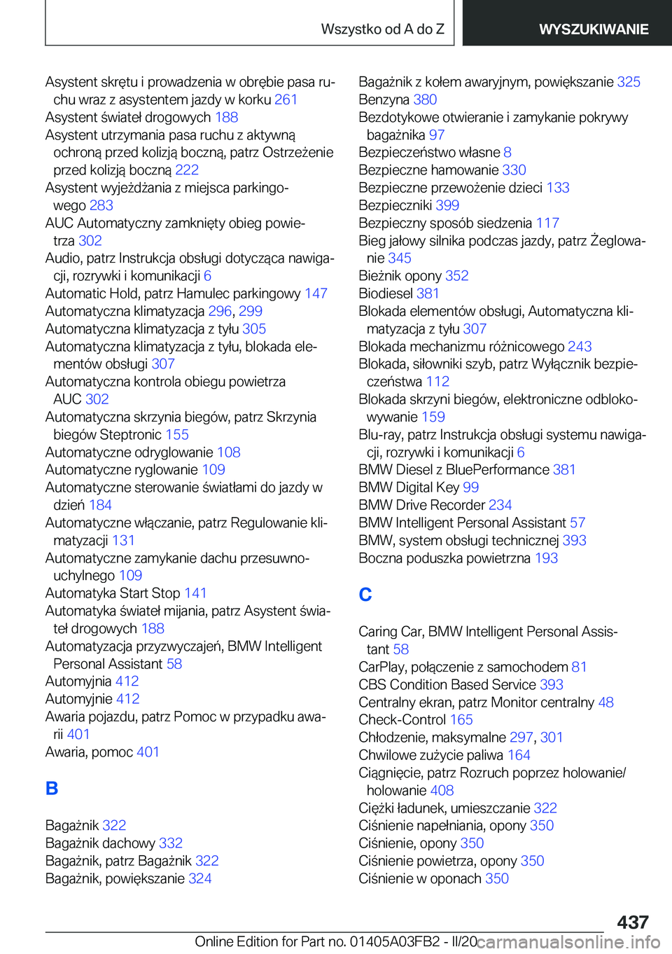 BMW 3 SERIES 2020  Instrukcja obsługi (in Polish) �A�s�y�s�t�e�n�t��s�k�r�