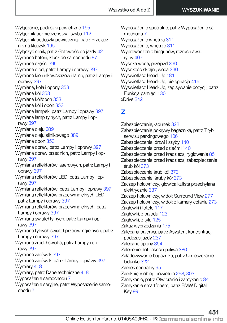 BMW 3 SERIES 2020  Instrukcja obsługi (in Polish) �W�y�ł�