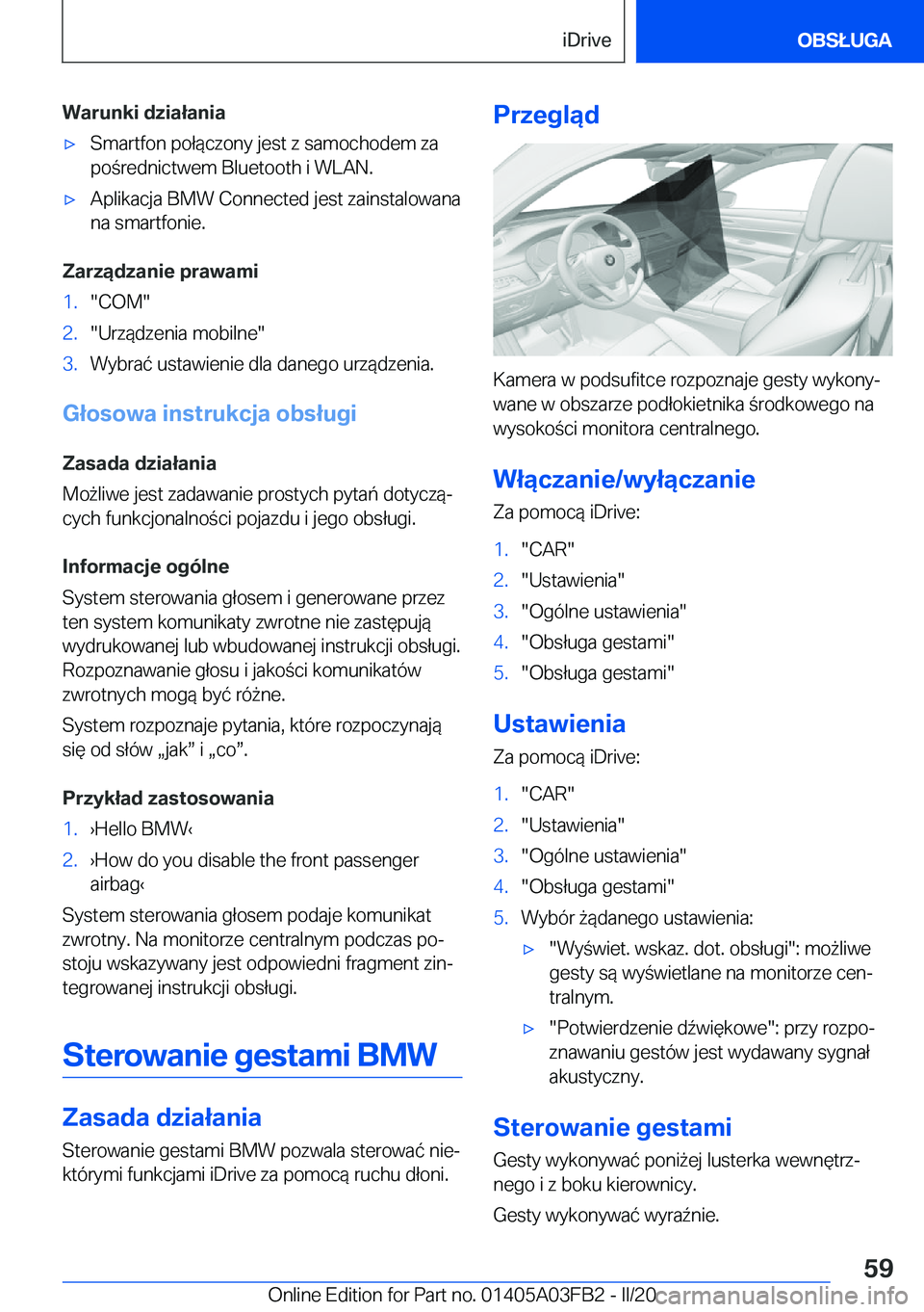 BMW 3 SERIES 2020  Instrukcja obsługi (in Polish) �W�a�r�u�n�k�i��d�z�i�a�ł�a�n�i�a'x�S�m�a�r�t�f�o�n��p�o�ł�