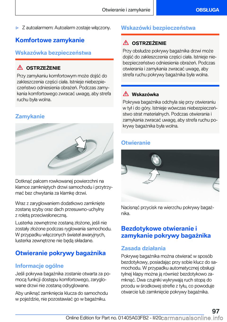 BMW 3 SERIES 2020  Instrukcja obsługi (in Polish) 'x�Z��a�u�t�o�a�l�a�r�m�e�m�:��A�u�t�o�a�l�a�r�m��z�o�s�t�a�j�e��w�ł�