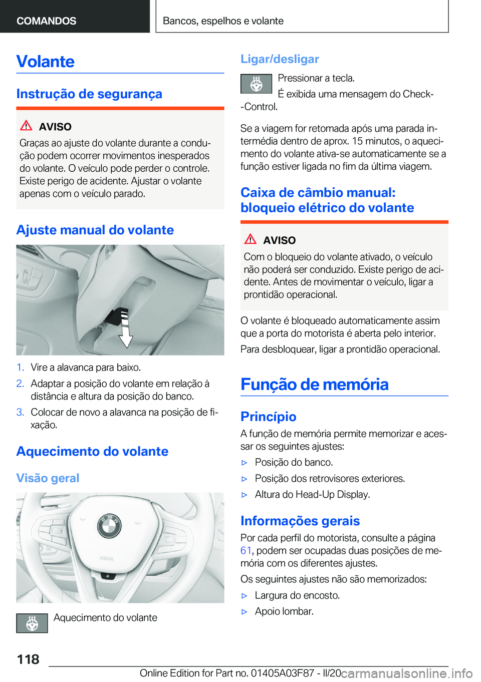 BMW 3 SERIES 2020  Manual do condutor (in Portuguese) �V�o�l�a�n�t�e
�I�n�s�t�r�u�