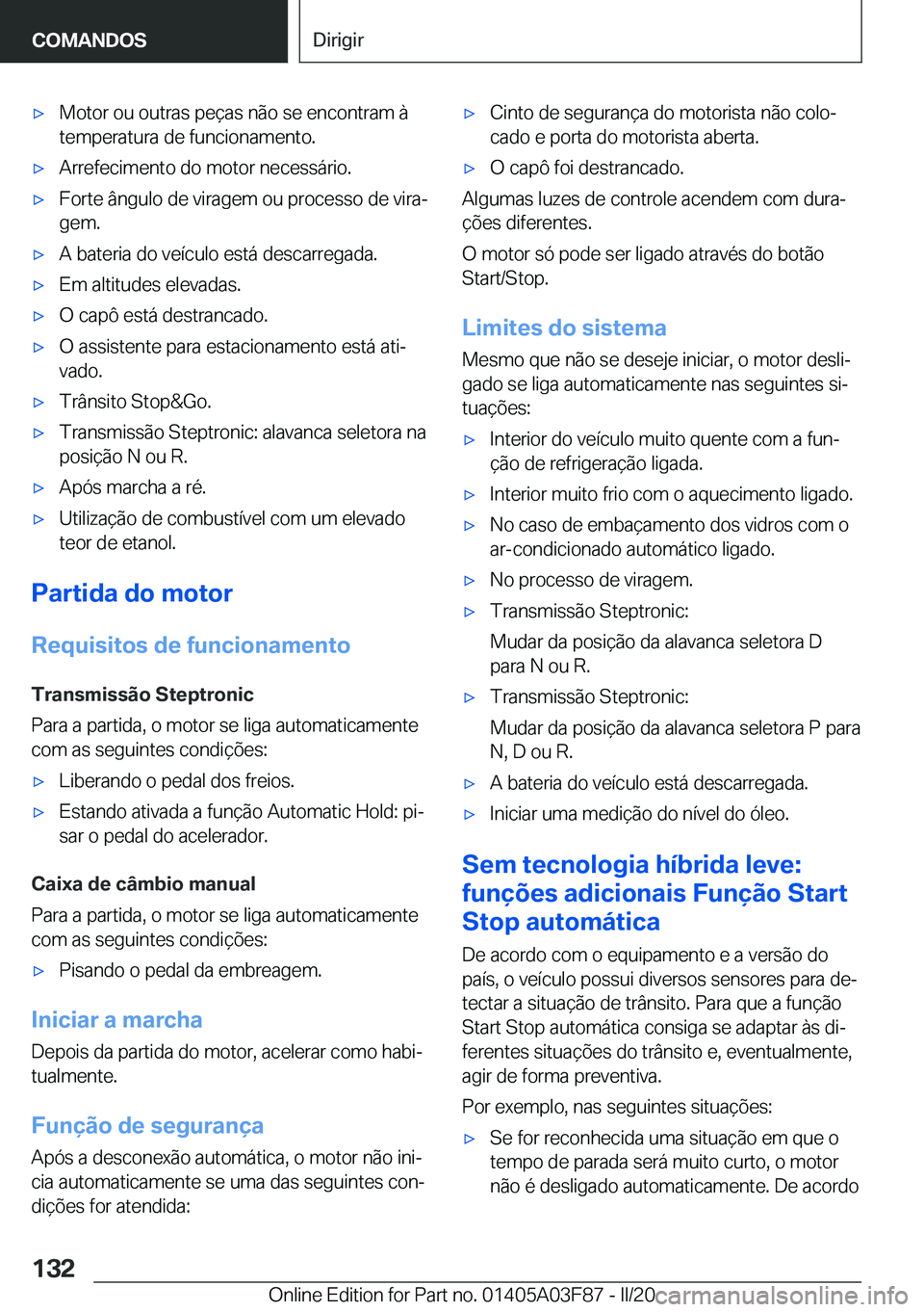 BMW 3 SERIES 2020  Manual do condutor (in Portuguese) 'x�M�o�t�o�r��o�u��o�u�t�r�a�s��p�e�