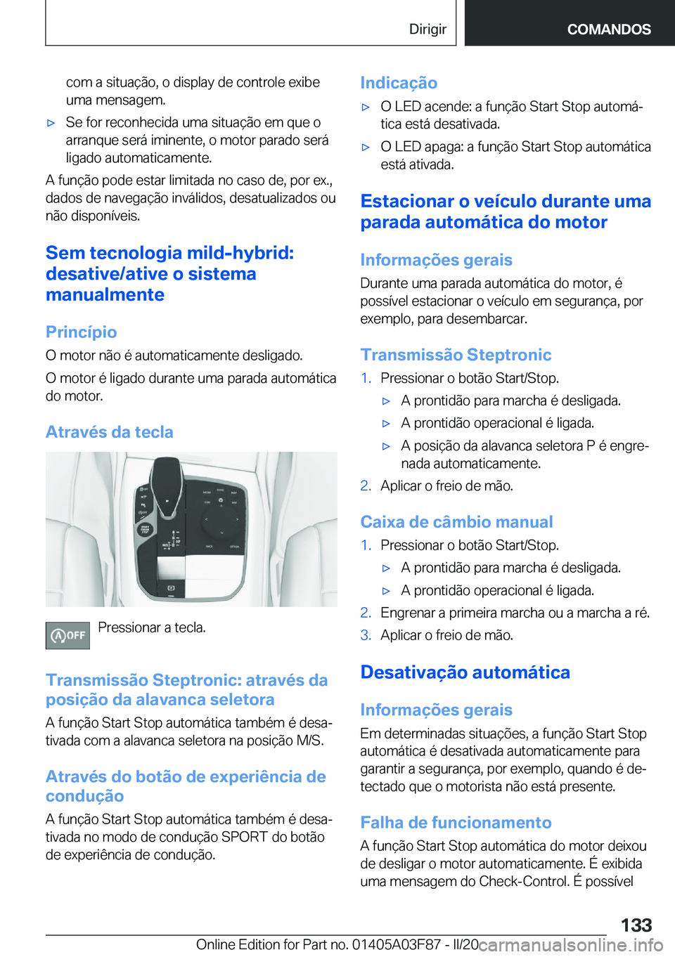 BMW 3 SERIES 2020  Manual do condutor (in Portuguese) �c�o�m��a��s�i�t�u�a�