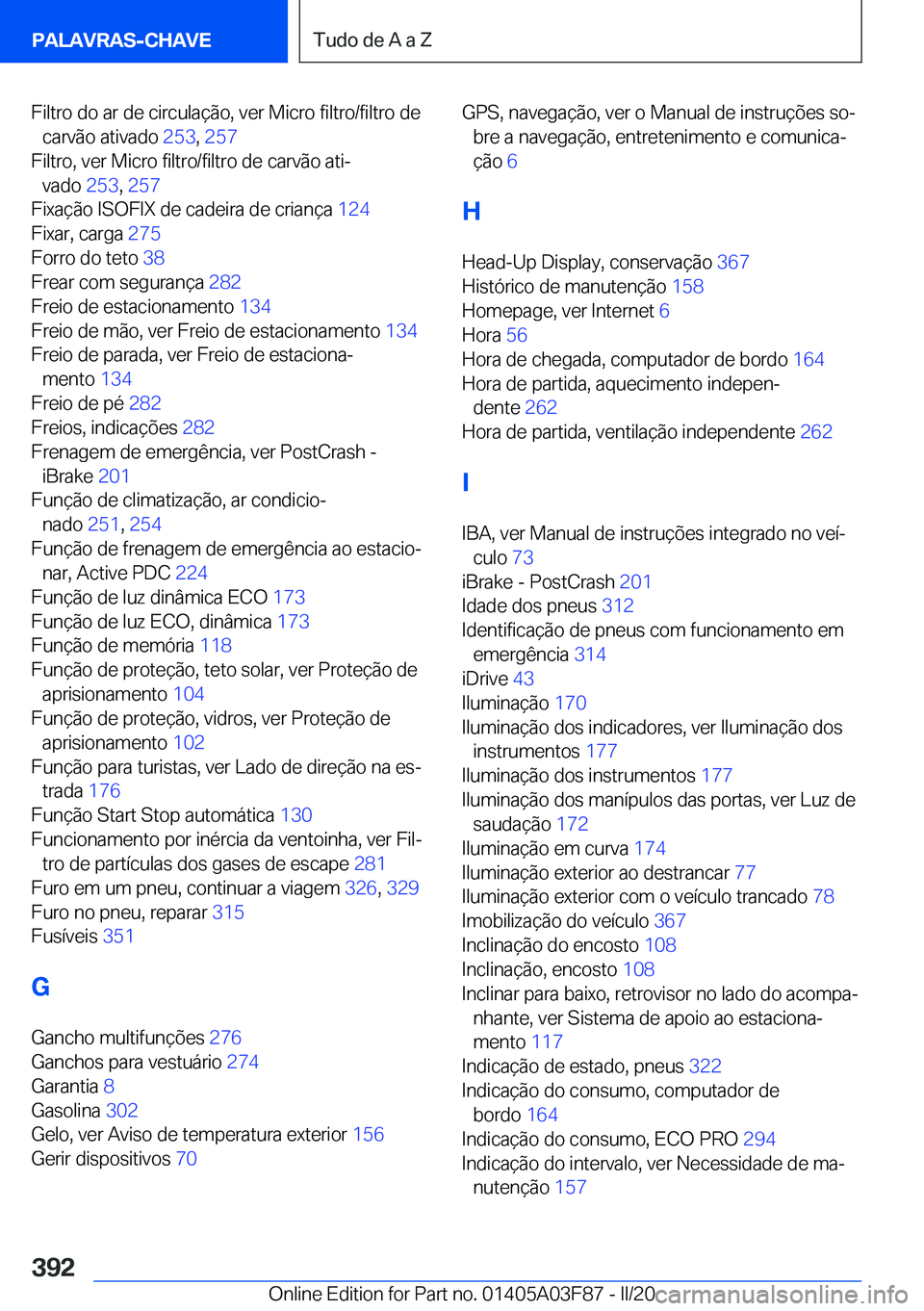 BMW 3 SERIES 2020  Manual do condutor (in Portuguese) �F�i�l�t�r�o��d�o��a�r��d�e��c�i�r�c�u�l�a�