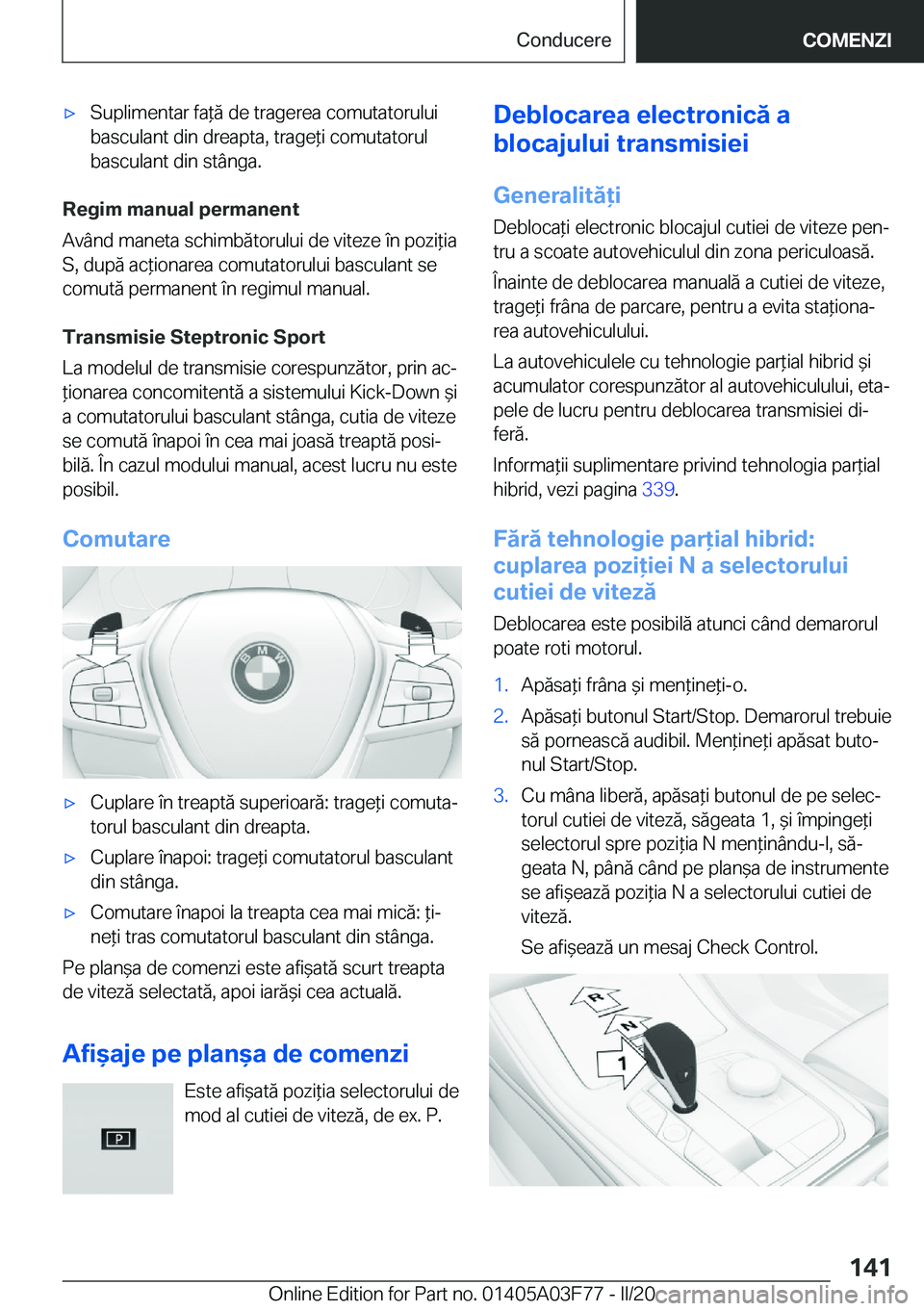 BMW 3 SERIES 2020  Ghiduri De Utilizare (in Romanian) 'x�S�u�p�l�i�m�e�n�t�a�r��f�a*�