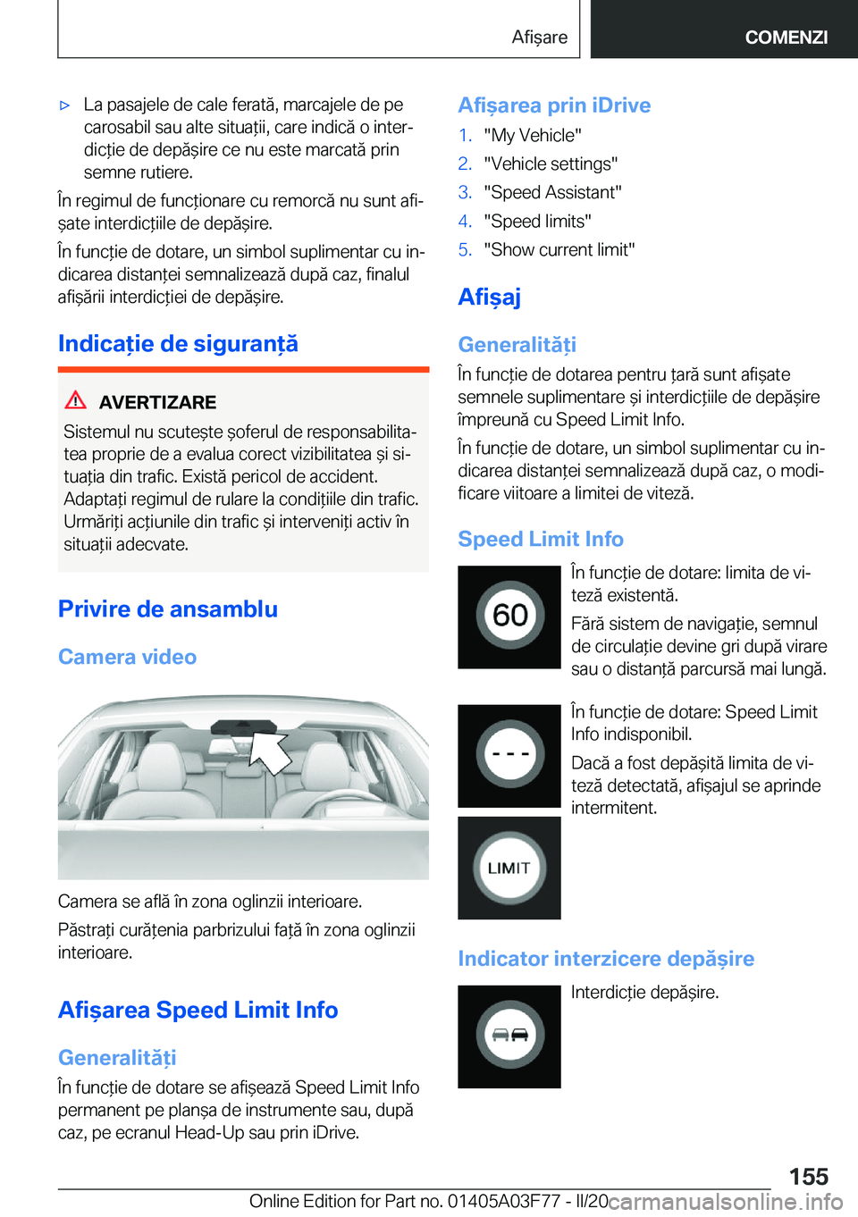 BMW 3 SERIES 2020  Ghiduri De Utilizare (in Romanian) 'x�L�a��p�a�s�a�j�e�l�e��d�e��c�a�l�e��f�e�r�a�t�