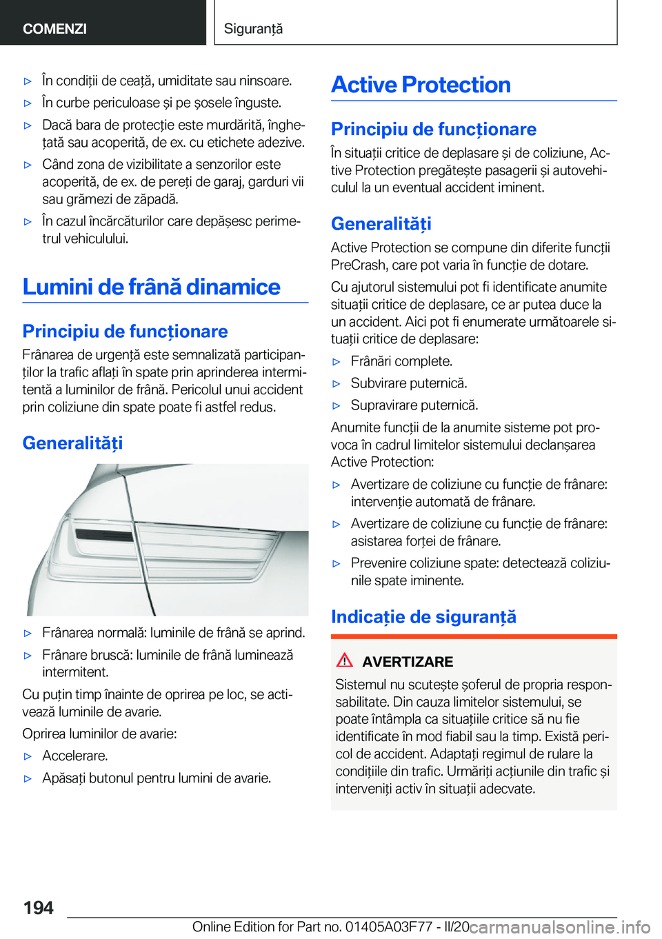 BMW 3 SERIES 2020  Ghiduri De Utilizare (in Romanian) 'x�