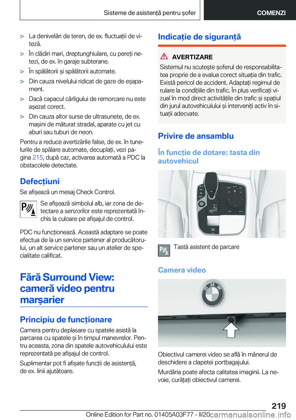 BMW 3 SERIES 2020  Ghiduri De Utilizare (in Romanian) 'x�L�a��d�e�n�i�v�e�l�