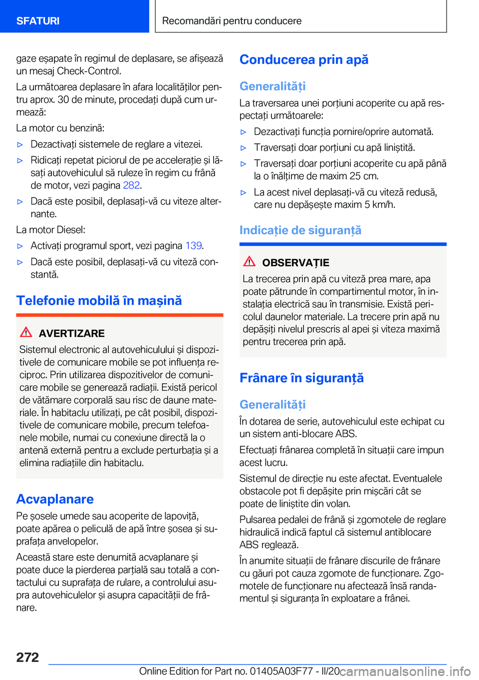 BMW 3 SERIES 2020  Ghiduri De Utilizare (in Romanian) �g�a�z�e��e&�a�p�a�t�e��