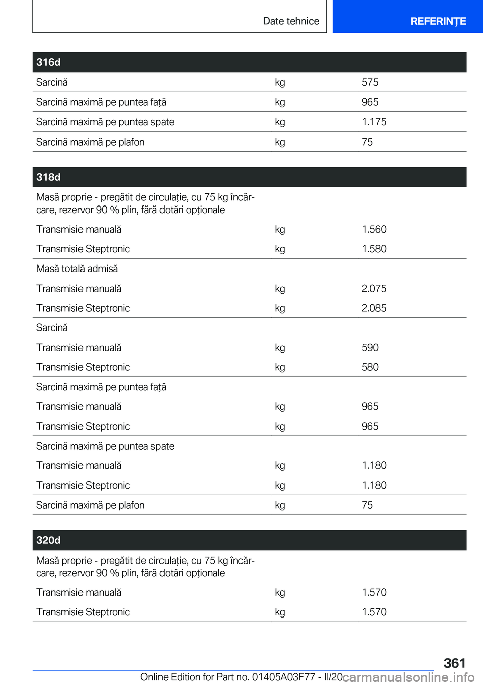 BMW 3 SERIES 2020  Ghiduri De Utilizare (in Romanian) �3�1�6�d�S�a�r�c�i�n�