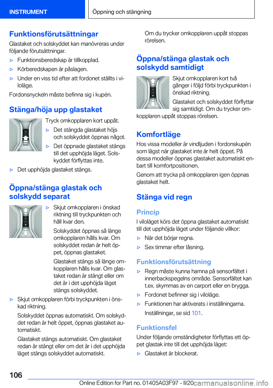 BMW 3 SERIES 2020  InstruktionsbÖcker (in Swedish) �F�u�n�k�t�i�o�n�s�f�