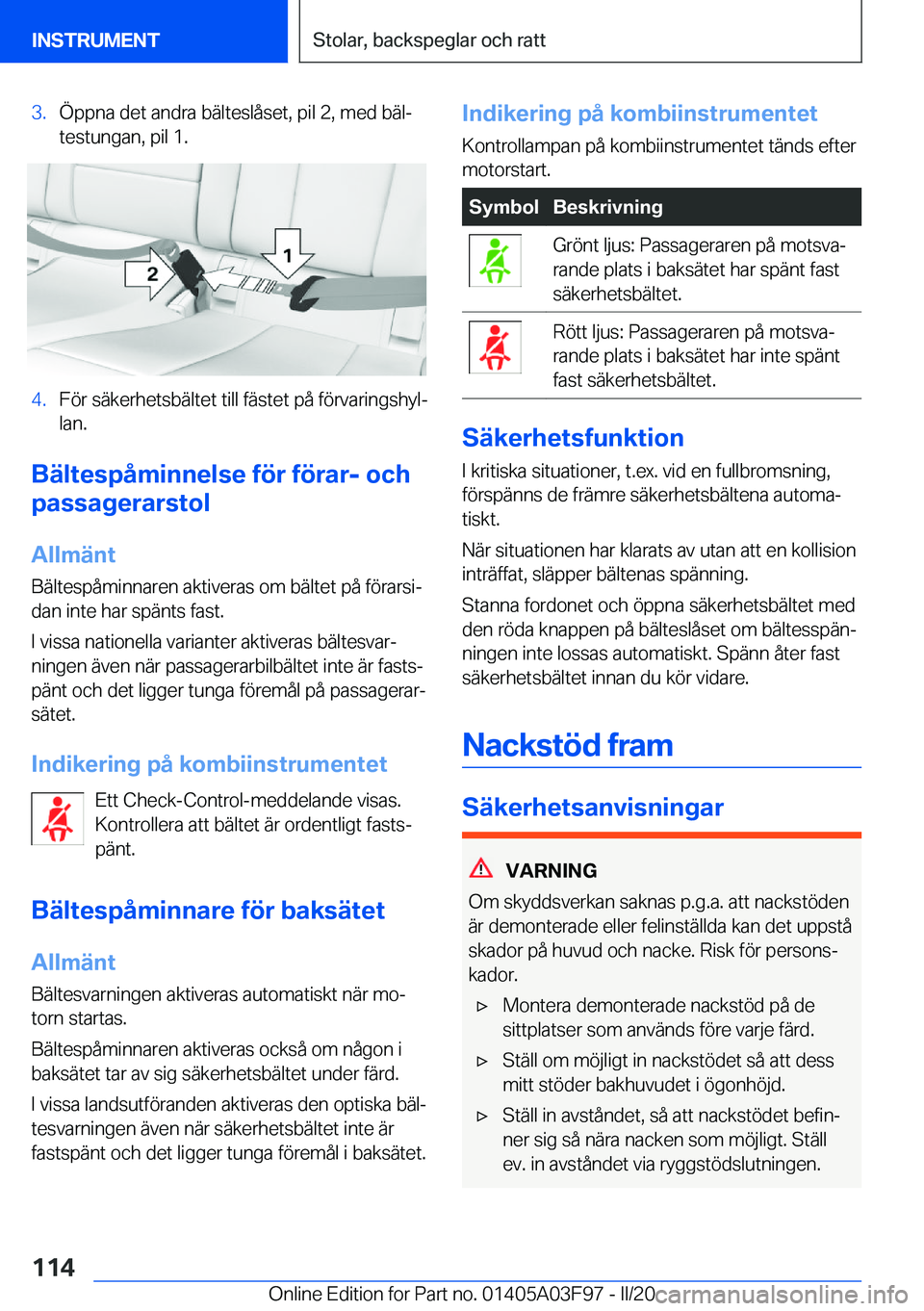 BMW 3 SERIES 2020  InstruktionsbÖcker (in Swedish) �3�.�