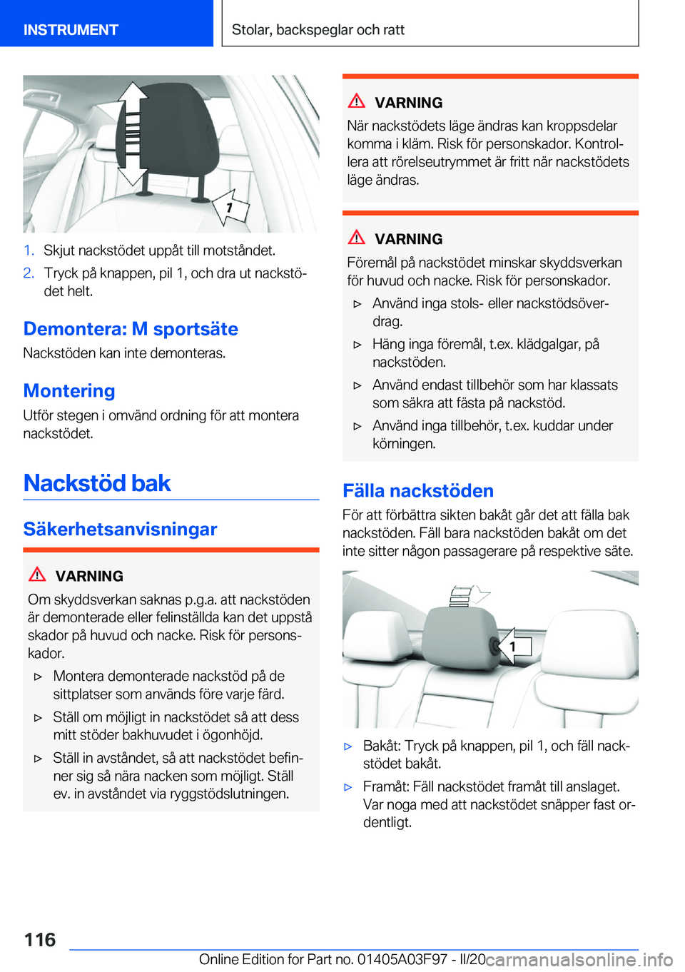 BMW 3 SERIES 2020  InstruktionsbÖcker (in Swedish) �1�.�S�k�j�u�t��n�a�c�k�s�t�